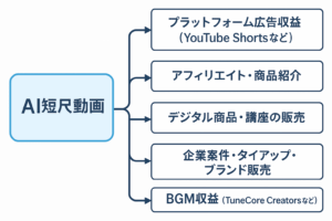 <img src="画像URL" alt="AI短尺動画を収益化する5つの方法を図解で比較" />
