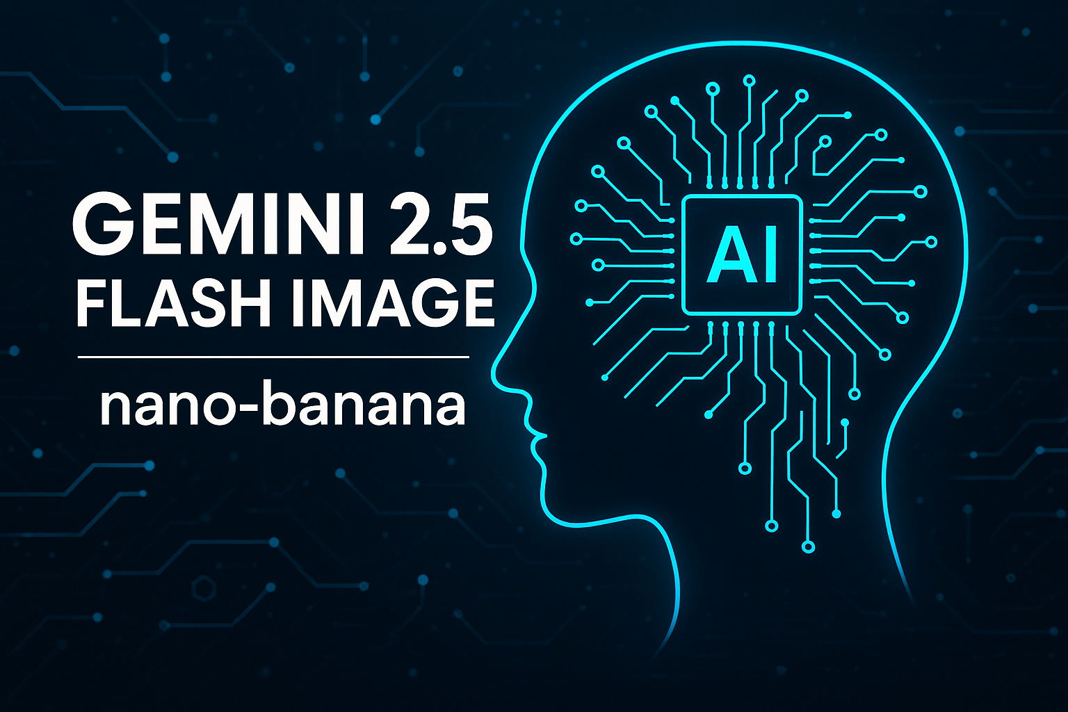 Gemini 2.5 Flash Image（nano-banana）のアイキャッチ画像：Googleの最新AI画像生成モデルを表現したスタイリッシュな未来的デザイン